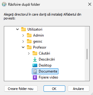 Selectare folder Profesor